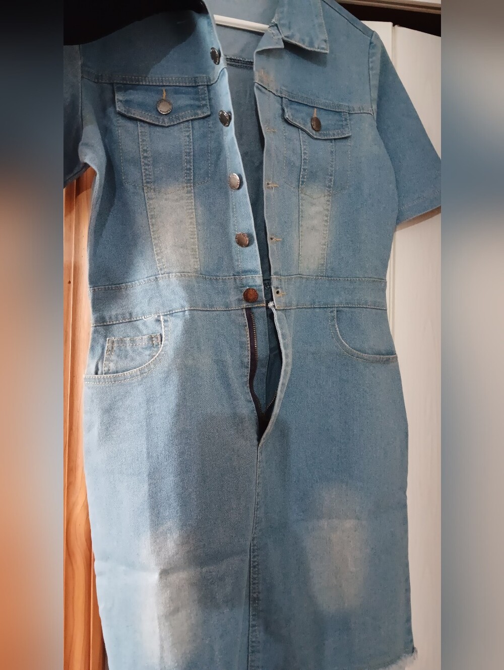 Denim Distressed Dress (NWOT) - Picture 6 of 8